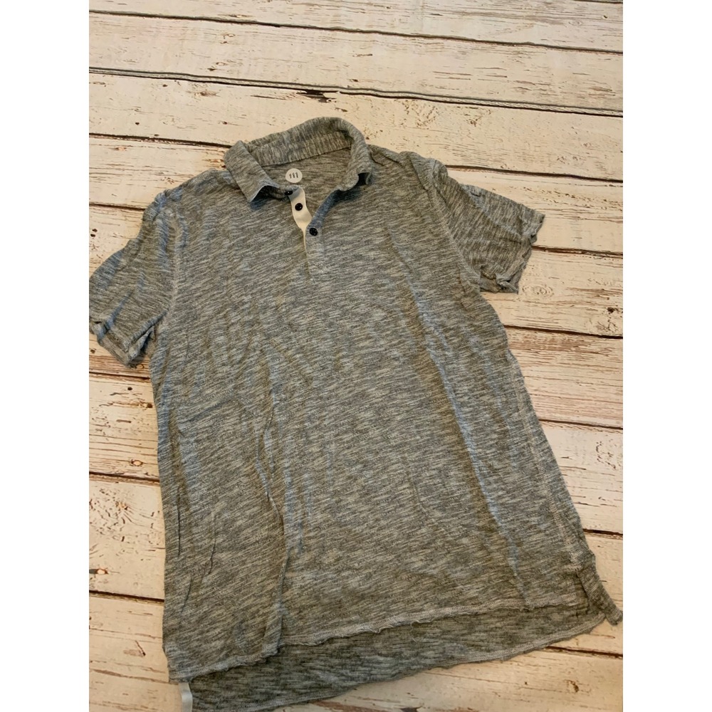 Express One Eleven Mens Medium‎ Grey Space Dye Slub Knit Polo Shirt Short Sleeve